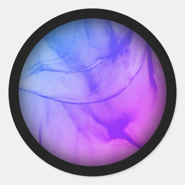 Layered Purple Classic Round Sticker (Front)