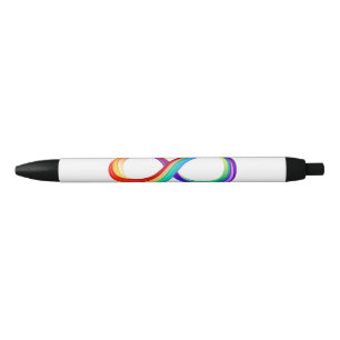 Layered Rainbow Infinity Symbol Black Ink Pen
