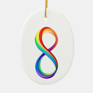 Layered Rainbow Infinity Symbol Ceramic Tree Decoration