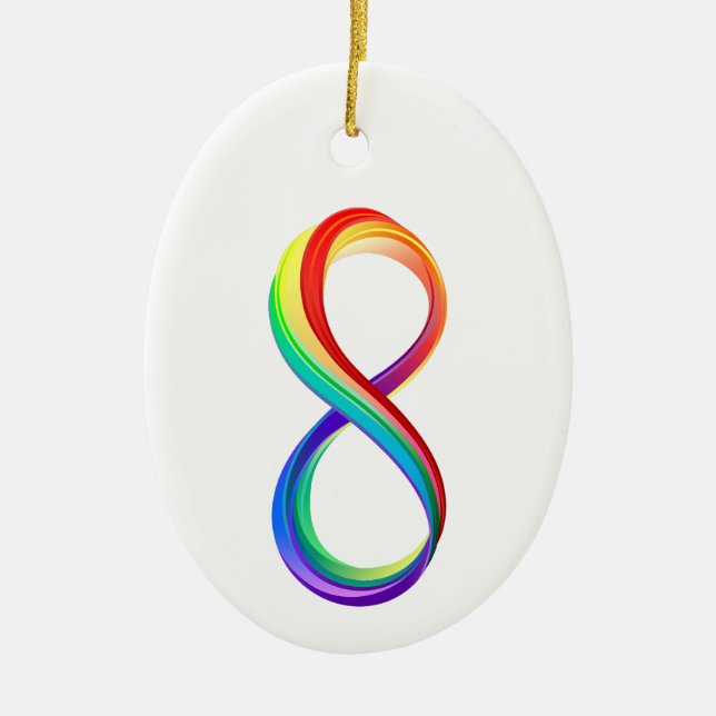 Layered Rainbow Infinity Symbol Ceramic Tree Decoration (Front)