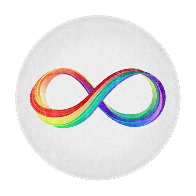 Layered Rainbow Infinity Symbol Cutting Board (Front)