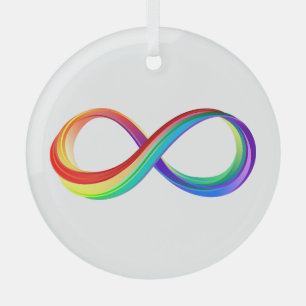 Layered Rainbow Infinity Symbol Glass Tree Decoration