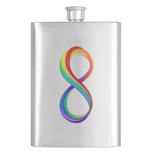 Layered Rainbow Infinity Symbol Hip Flask