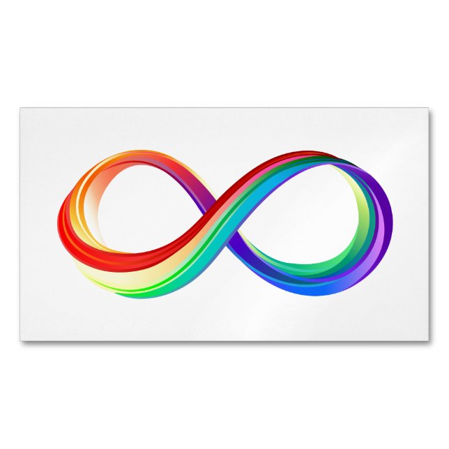 Layered Rainbow Infinity Symbol Magnetic Business Card (Front)