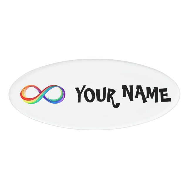 Layered Rainbow Infinity Symbol Name Tag (Front)
