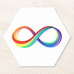 Layered Rainbow Infinity Symbol Paper Coaster