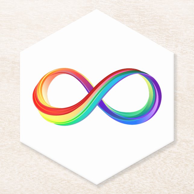 Layered Rainbow Infinity Symbol Paper Coaster (Front)
