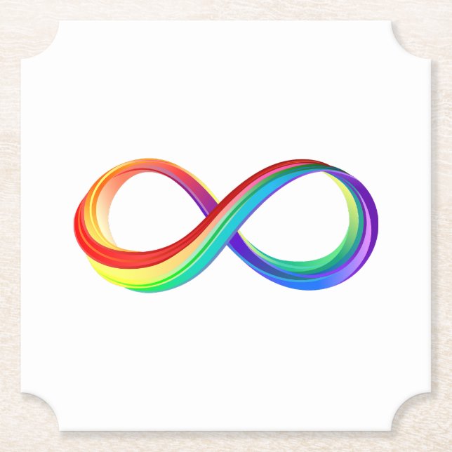 Layered Rainbow Infinity Symbol Paper Coaster (Front)
