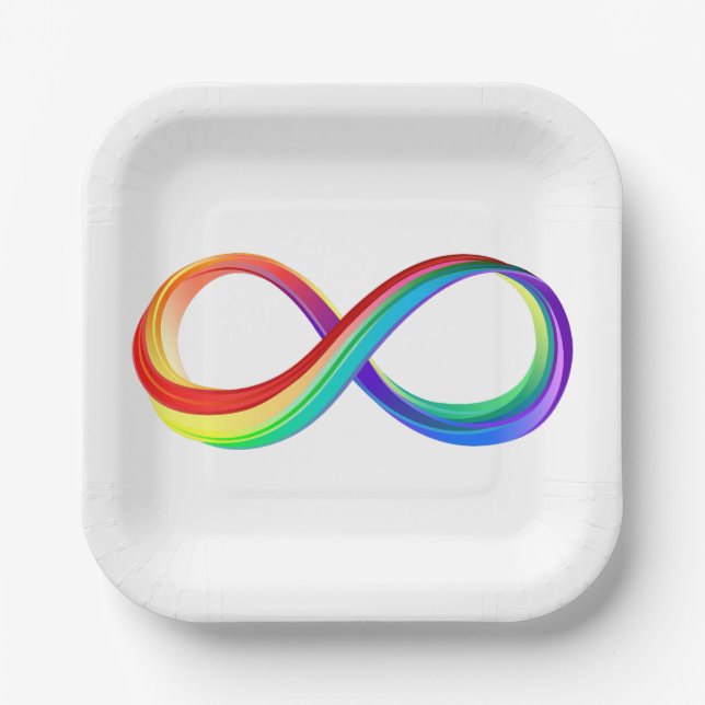 Layered Rainbow Infinity Symbol Paper Plate (Front)