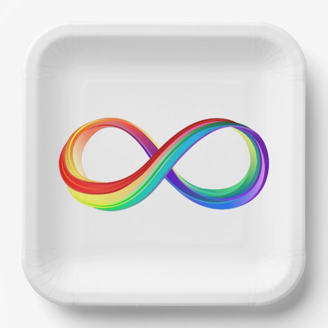 Layered Rainbow Infinity Symbol Paper Plate (Front)