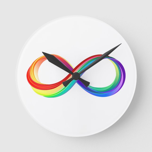 Layered Rainbow Infinity Symbol Round Clock (Front)