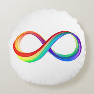 Layered Rainbow Infinity Symbol Round Cushion