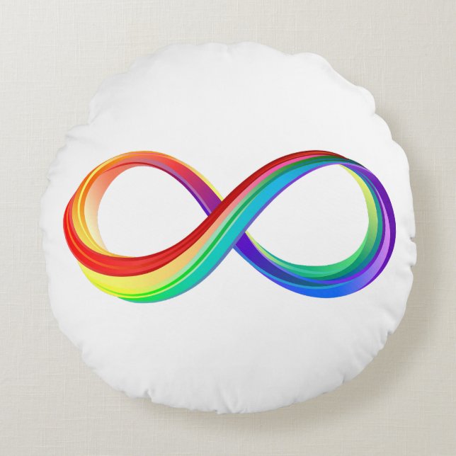 Layered Rainbow Infinity Symbol Round Cushion (Front)