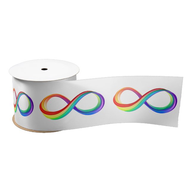 Layered Rainbow Infinity Symbol Satin Ribbon (Spool)