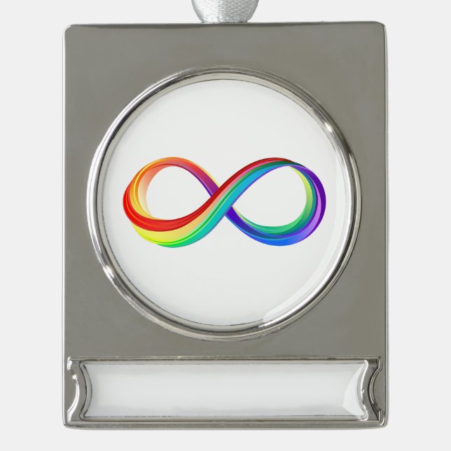 Layered Rainbow Infinity Symbol Silver Plated Banner Ornament (Front)