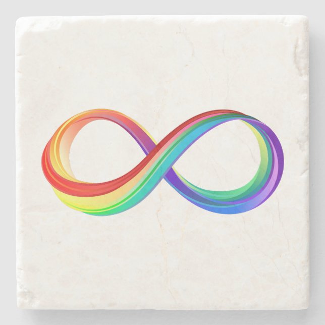 Layered Rainbow Infinity Symbol Stone Coaster (Front)