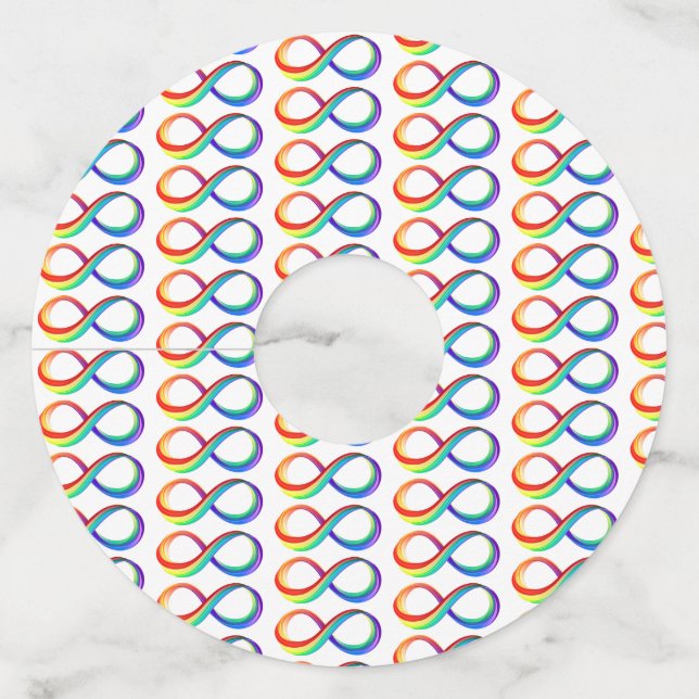 Layered Rainbow Infinity Symbol Wine Glass Tag (Front)