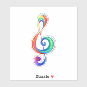 Layered rainbow treble clef