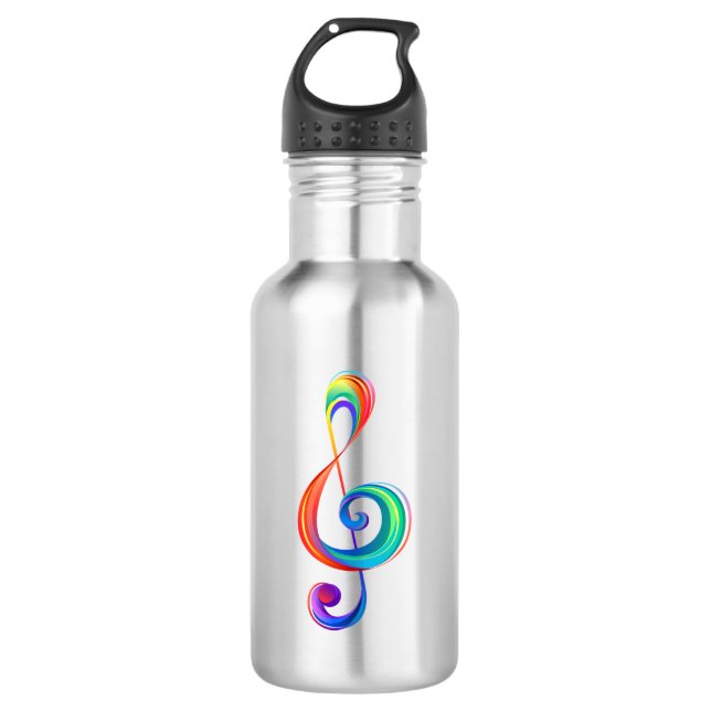 Layered rainbow treble clef 532 ml water bottle (Front)