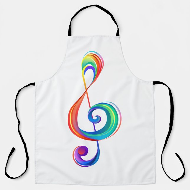 Layered rainbow treble clef apron (Front)