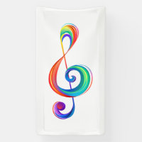 Layered rainbow treble clef