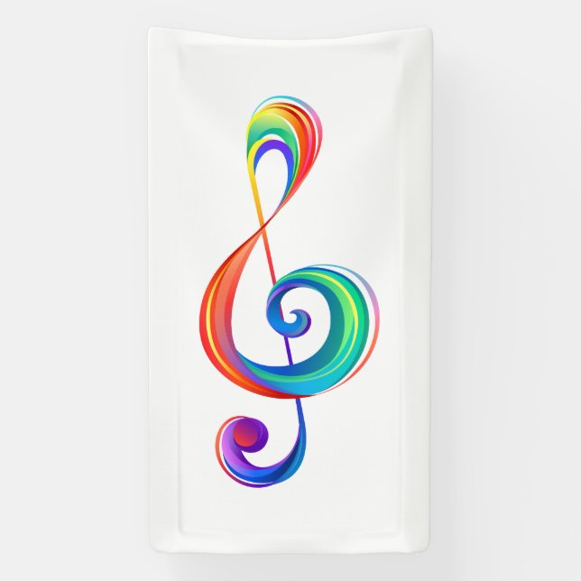Layered rainbow treble clef banner (Vertical)
