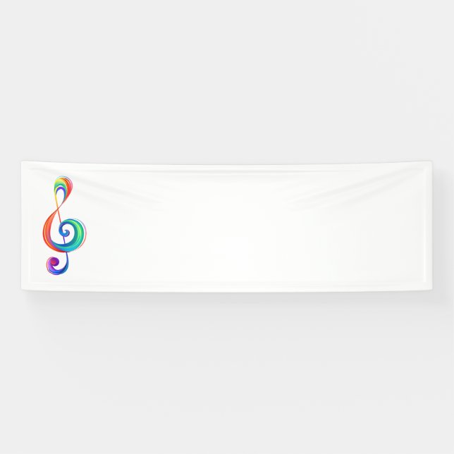 Layered rainbow treble clef banner (Horizontal)