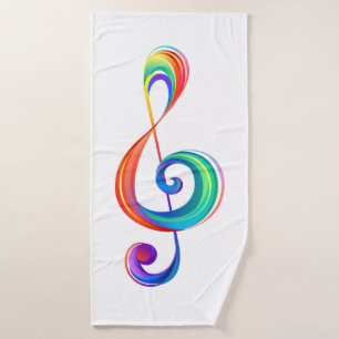Layered rainbow treble clef bath towel
