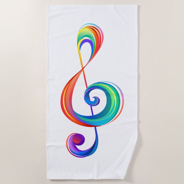 Layered rainbow treble clef beach towel (Front)