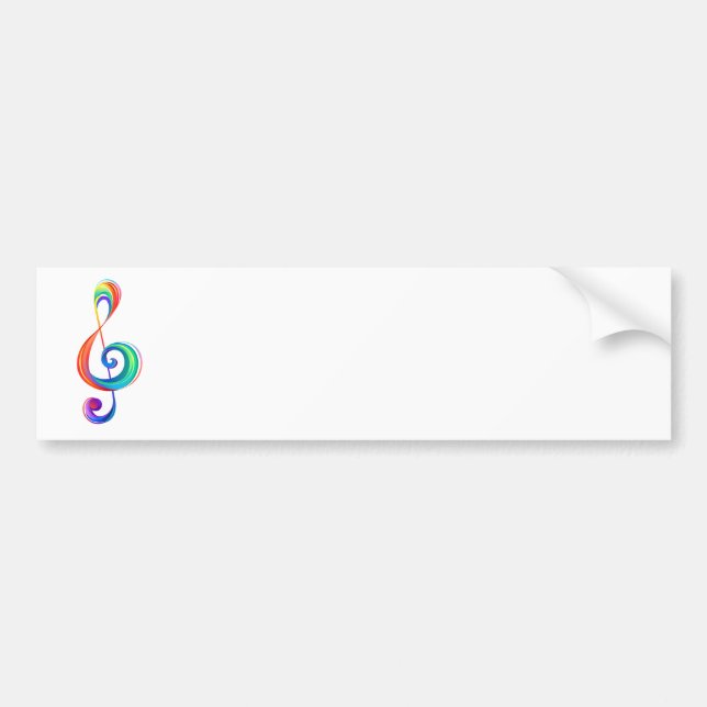Layered rainbow treble clef bumper sticker (Front)