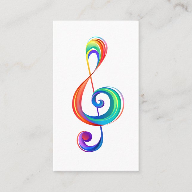 Layered rainbow treble clef business card (Front)