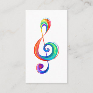 Layered rainbow treble clef calling card