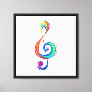 Layered rainbow treble clef canvas print