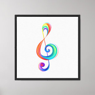 Layered rainbow treble clef canvas print