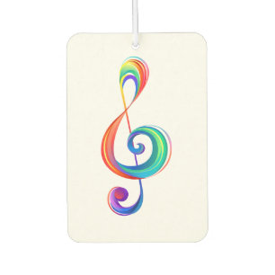 Layered rainbow treble clef car air freshener