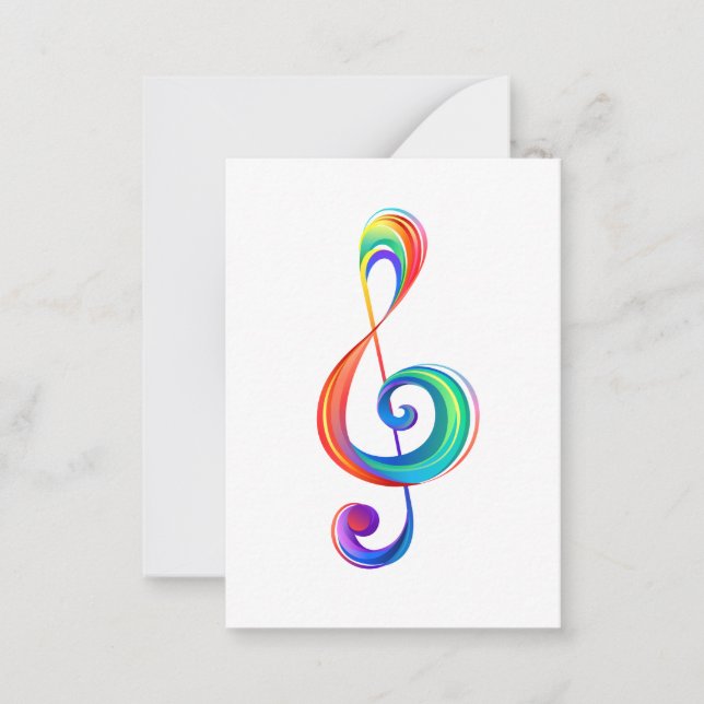 Layered rainbow treble clef card (Front)