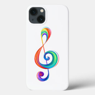 Layered rainbow treble clef iPhone 13 case