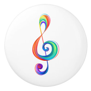 Layered rainbow treble clef ceramic knob