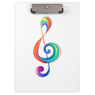 Layered rainbow treble clef clipboard