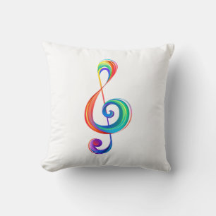 Layered rainbow treble clef cushion