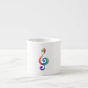 Layered rainbow treble clef espresso cup