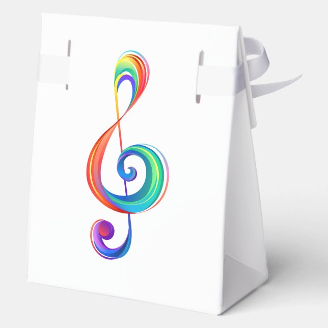 Layered rainbow treble clef favour box (Back)