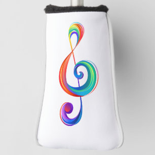 Layered rainbow treble clef golf head cover