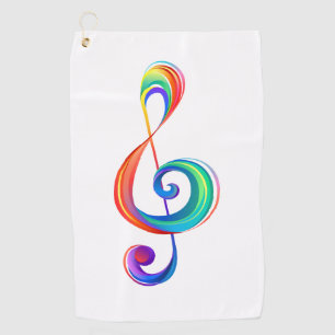 Layered rainbow treble clef golf towel