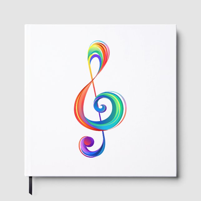 Layered rainbow treble clef guest book (Front)