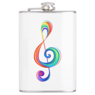 Layered rainbow treble clef hip flask