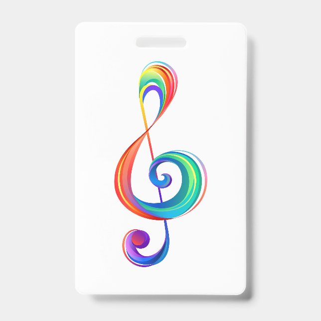 Layered rainbow treble clef ID badge (Front)