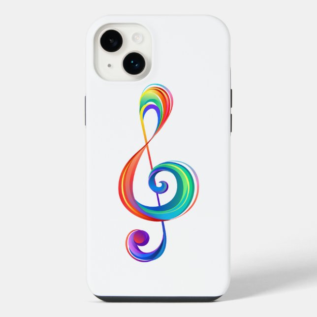Layered rainbow treble clef iPhone case (Back)