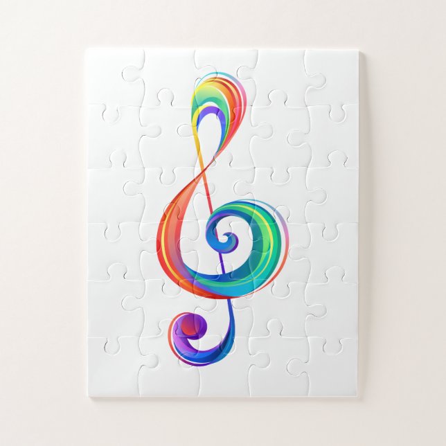 Layered rainbow treble clef jigsaw puzzle (Vertical)