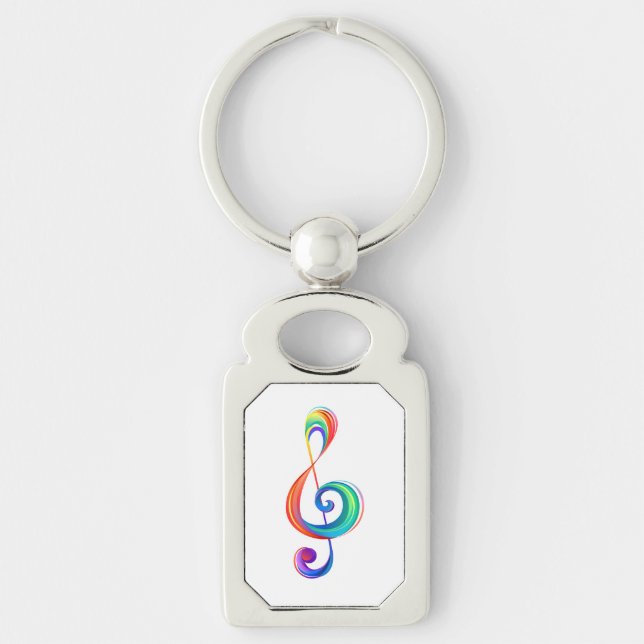 Layered rainbow treble clef key ring (Front)